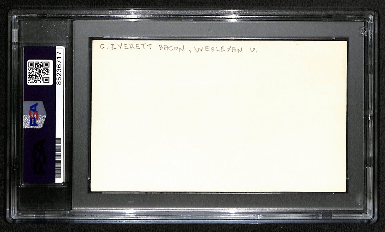 C. Everett Bacon Cfb Hof Signed/Auto 3X5 Index Card Wesleyan U. Psa/Dna 189011