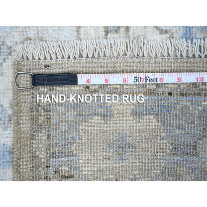 3'X19'5" Blue Afghan Wool Weft Angora Oushak Xl Runner Oriental Rug