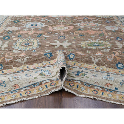 12'X17'9"Brown Oushak Design Hand Knotted Wool Oversize Oriental Rug