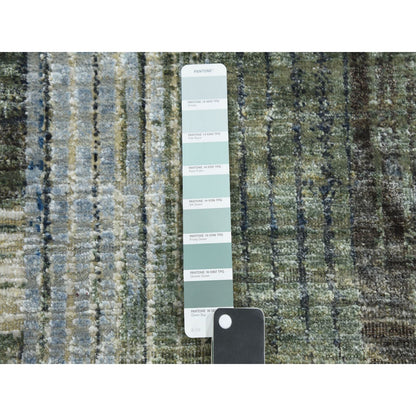 6'X9' The Intertwined Passage Hand Knotted Silk With Textured Wool Rug