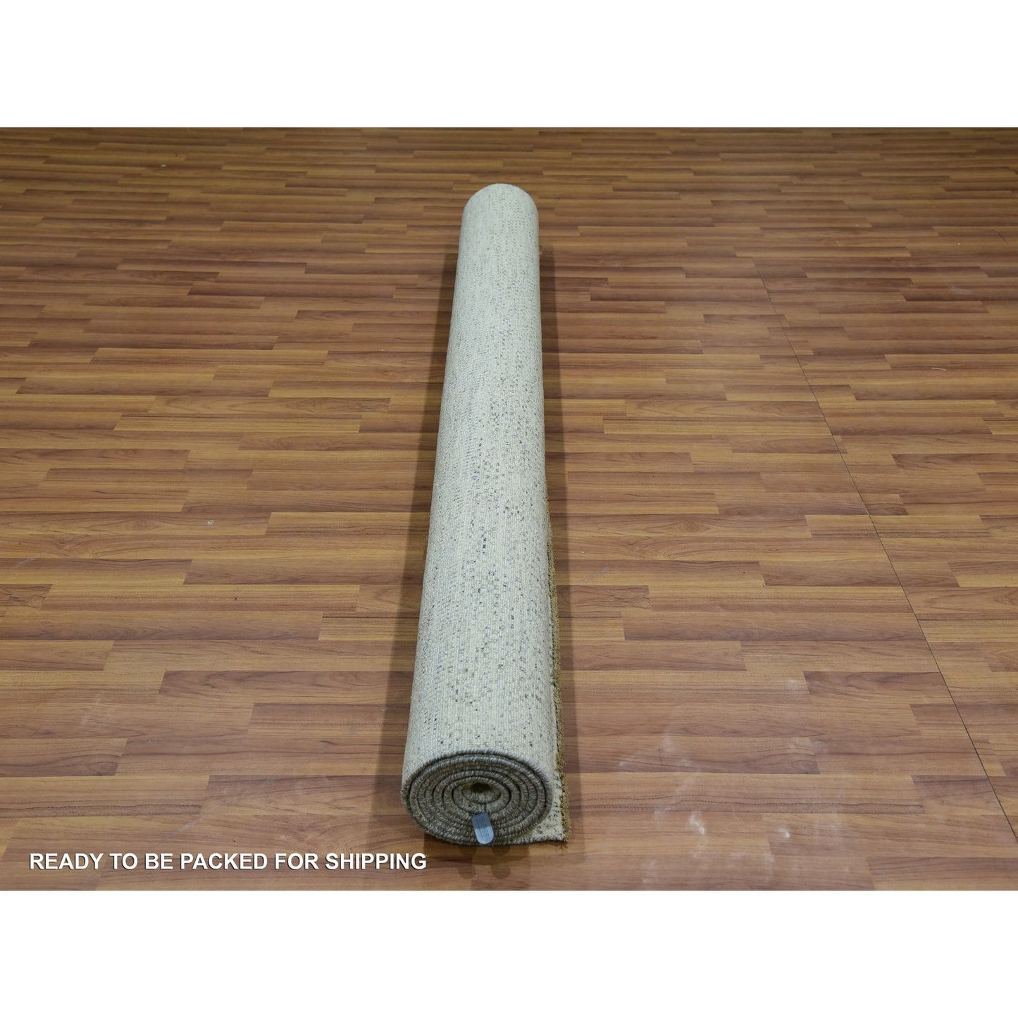 6'X9' Polar Bear White Modern Grass Design Hand Knotted Wool Oriental Rug