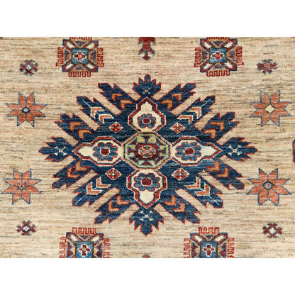 9'X12' Honey Brown Pure Wool Hand Knotted Afghan Super Kazak Rug