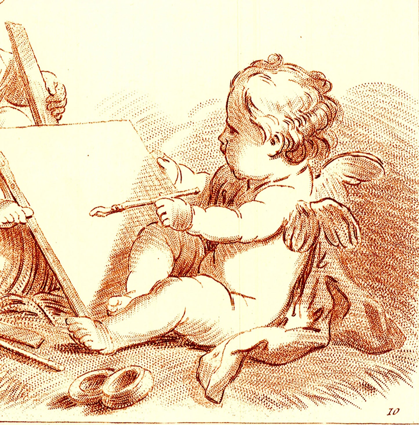 J.B. Huet Three Cherubs " Etching Renaissance Red