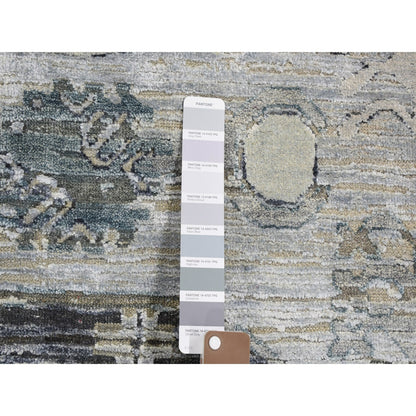 7'9"X9'10" Pure Silk With Textured Wool Khotan Design Hand Knotted Rug