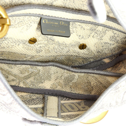 Christian Dior Saddle Bag Logo Embroidered Canvas Medium