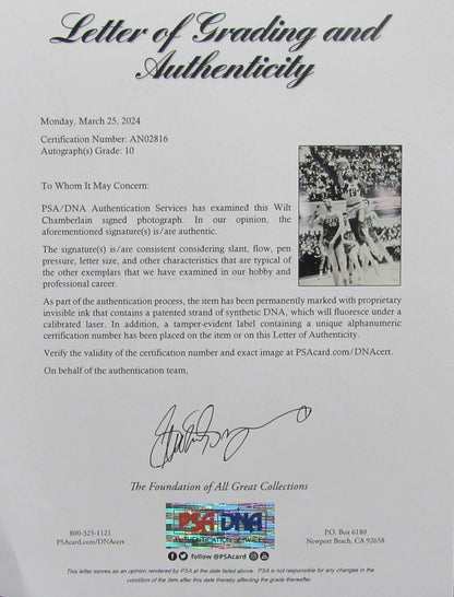 Wilt Chamberlain Signed/Autographed 16X20 Photo