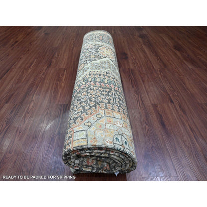 8'4"X9'6" Brown 14Th Century Mamluk Dynasty Pattern Hand Knotted Wool Rug