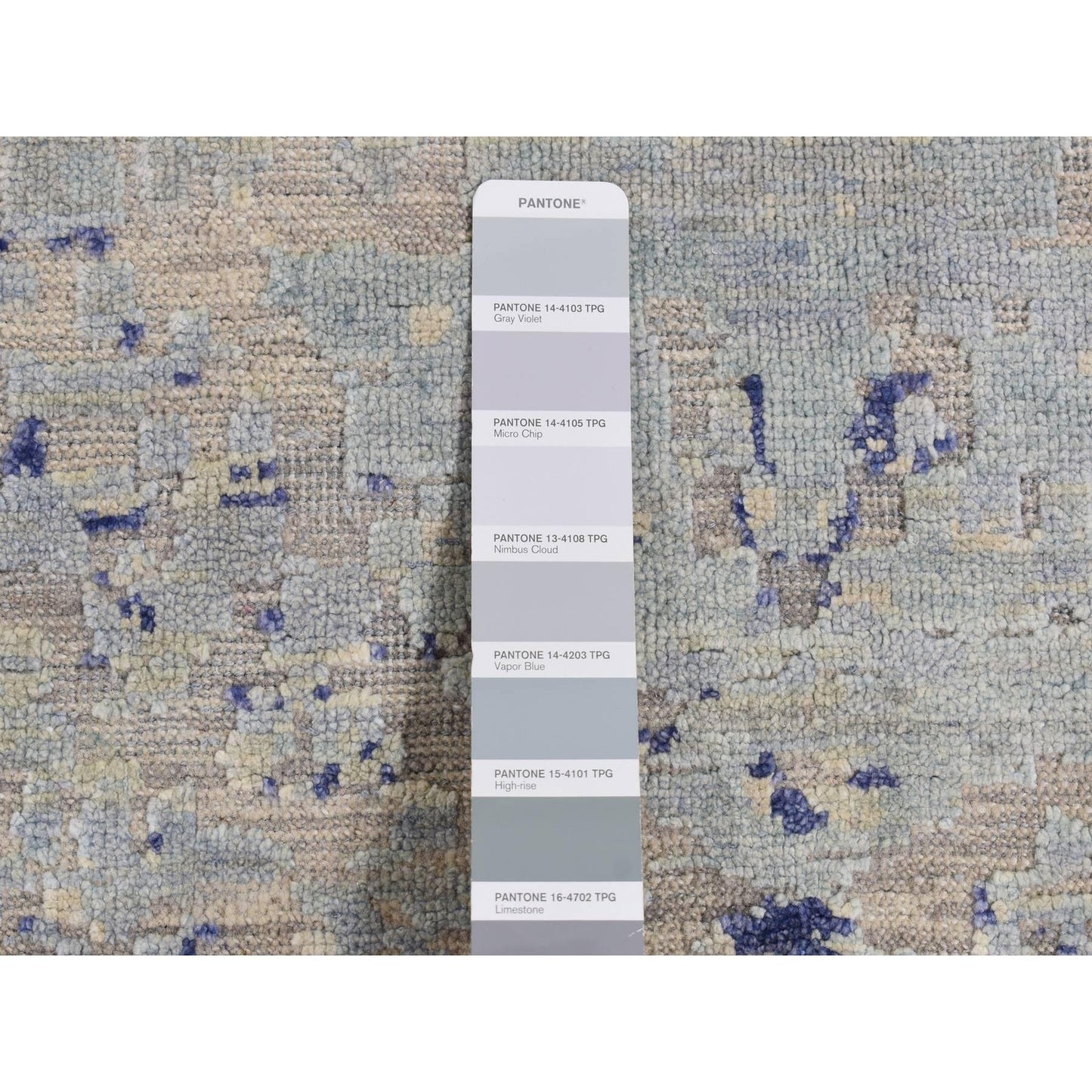 3'X4'10" Blue Cypress Trees Design Silk With Wool Hand Knotted Rug