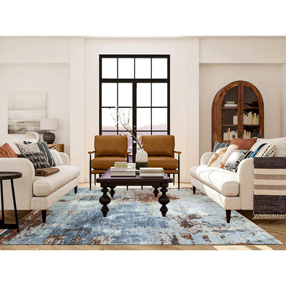 9'X12'4" Thundercloud Gray Wool Abstract Design Hand Knotted Oriental Rug