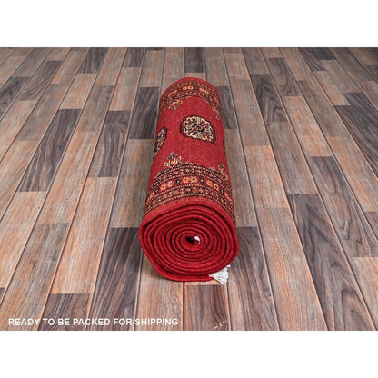 2'6"X12'5" Ajax Red Princess Bokara Soft Wool Hand Knotted Runner Rug