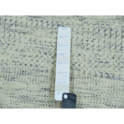 5'10"X9'1" Origami White Modern Grass Design Hand Knotted Oriental Rug