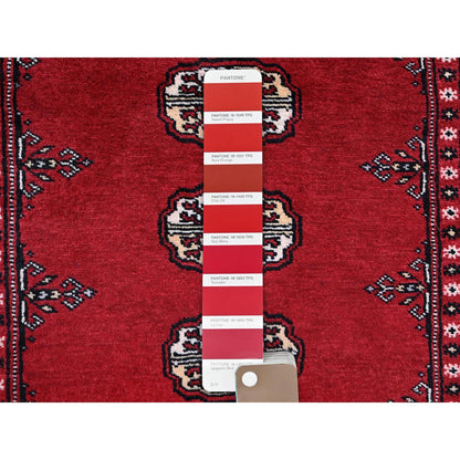 2'7"X11'10" Scarlet Red Princess Bokara Soft Wool Hand Knotted Runner Rug