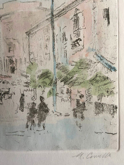 Michele Cascella Hand-Signed Watercolor Etching