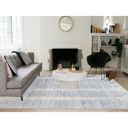 8'1"X9'10" Gray Hand Loomed Tone On Tone Transitional Erased Design Rug