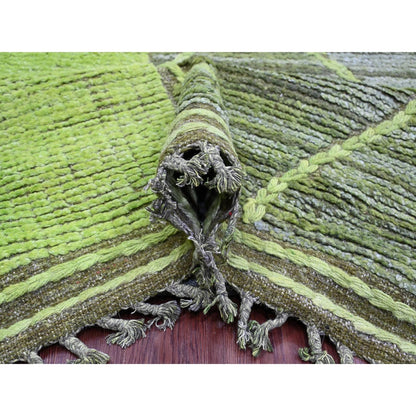 11'7"X14'8" Green Modern Swedish Design And Weave Wool Hand Knotted Rug