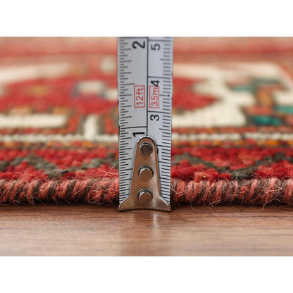5'X9'10" Semi Antique Hand Knotted Red Farsian Sheeraz Sheared Low Rug