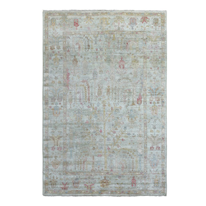 5'10"X8'9" Angora Oushak With Extremely Durable Hand Knotted Green Rug