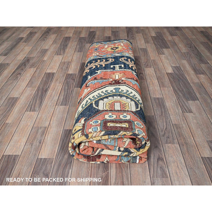 9'X11'8" Yellow Peshawar With Seeripe Heris Design Wool Hand Knotted Rug