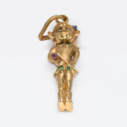 14K Yellow Gold Multi Stone Elf Pendant, 30.7Gr