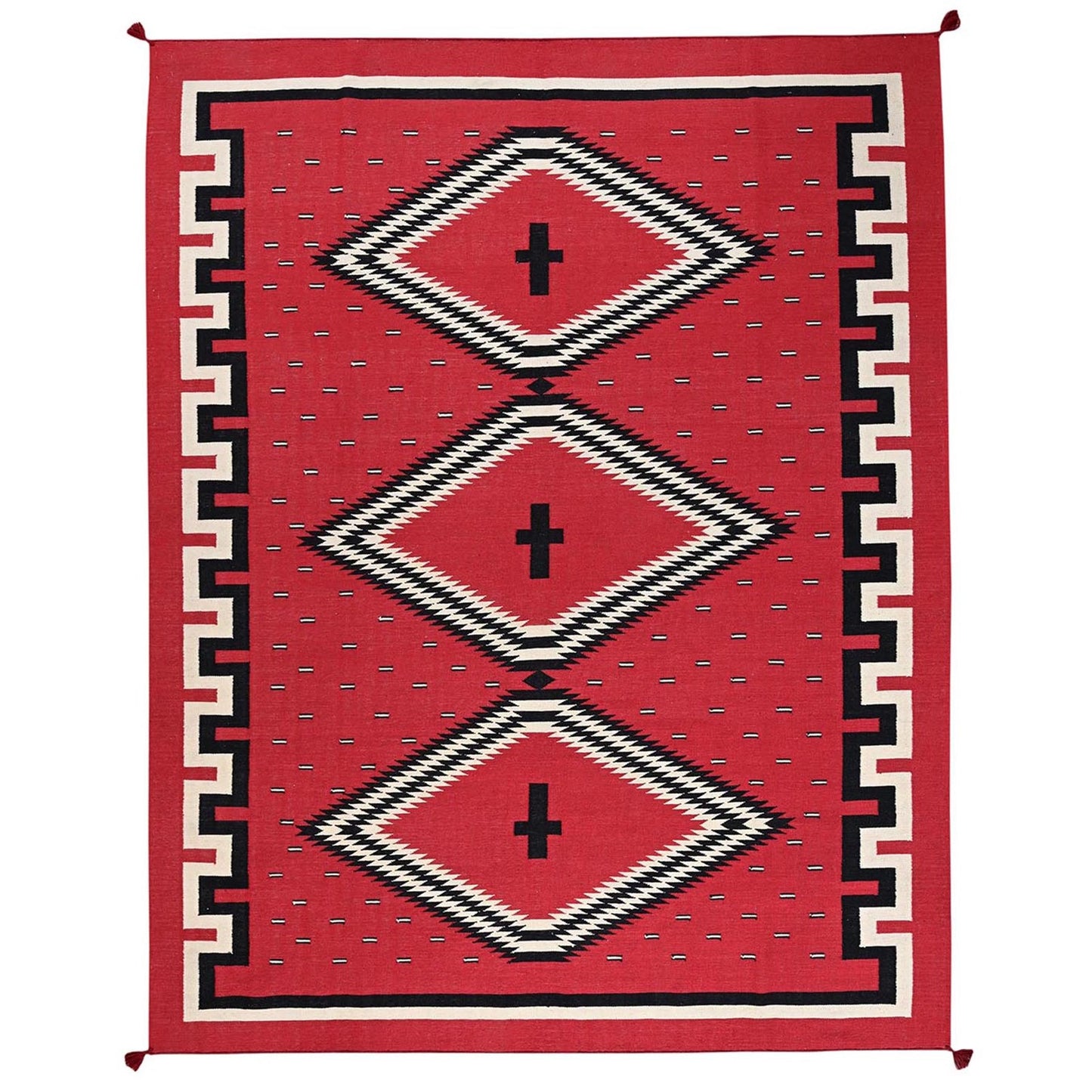 9'2"x11'6" Red Flat Weave Southwest Geometric Design Hand Woven Wool Rug