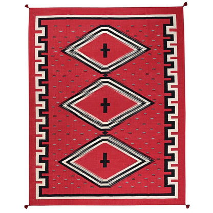 9'2"x11'6" Red Flat Weave Southwest Geometric Design Hand Woven Wool Rug