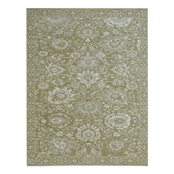 9'X12' Green Ziegler Mahal Large Flowers Design All Wool Hand Knotted Rug