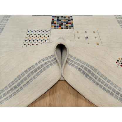 8'3"X10'2" White Modern Wool Hand Knotted Animal Figurines Lori Buft Rug