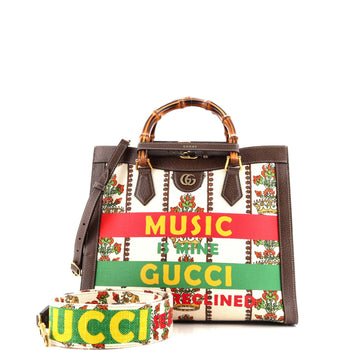 Gucci Diana Nm Bamboo Handle Tote Printed Canvas Medium