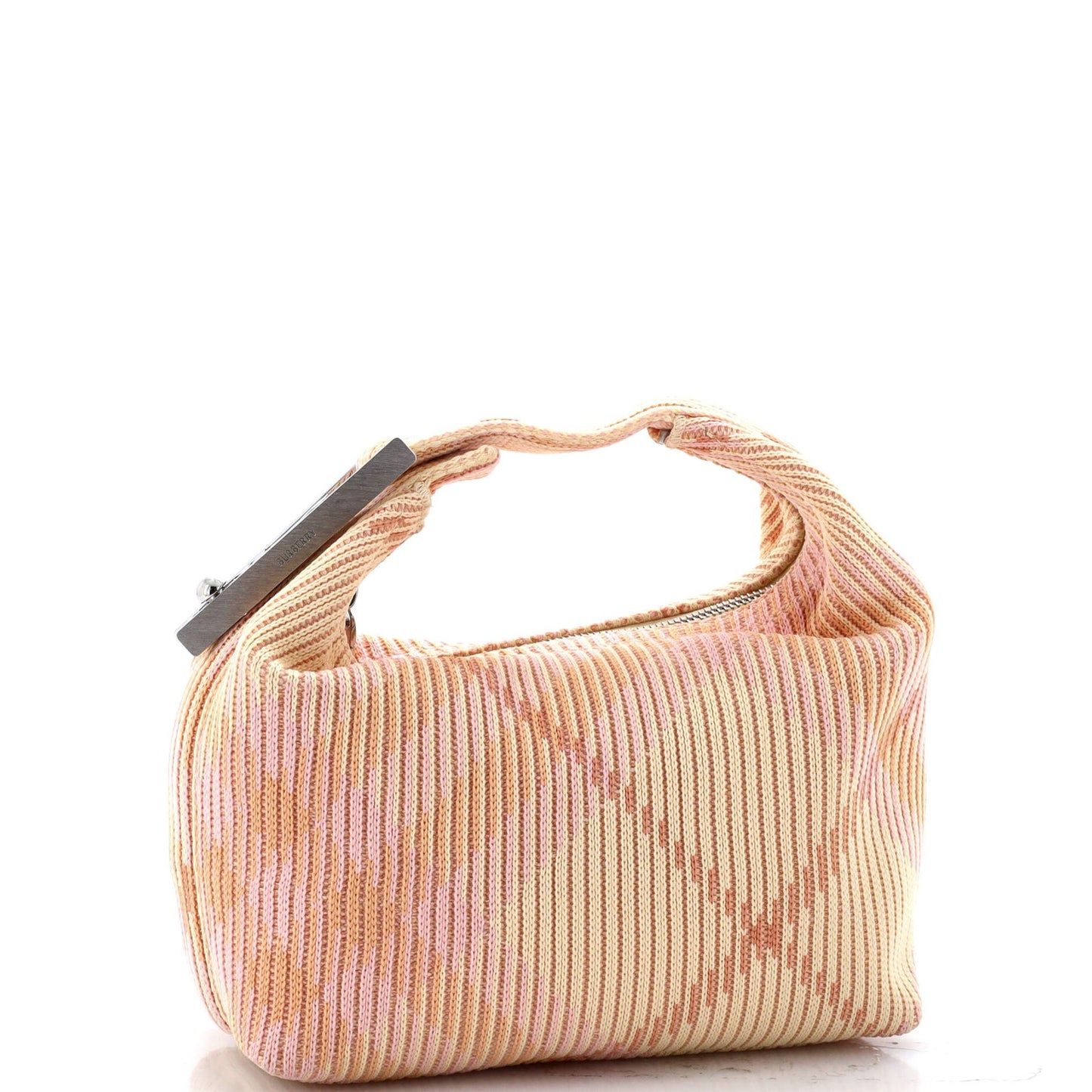 Burberry Peg Handle Bag Knit Check Fabric Mini