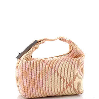 Burberry Peg Handle Bag Knit Check Fabric Mini