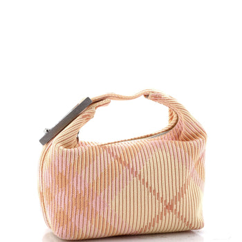 Burberry Peg Handle Bag Knit Check Fabric Mini