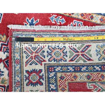 2'8"X8'2" Red Kazak With Medallions Design All Wool Hand Knotted Runner Rug