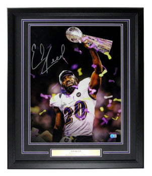 Ed Reed Hof Autographed 16X20 Photo Baltimore Ravens Framed Beckett