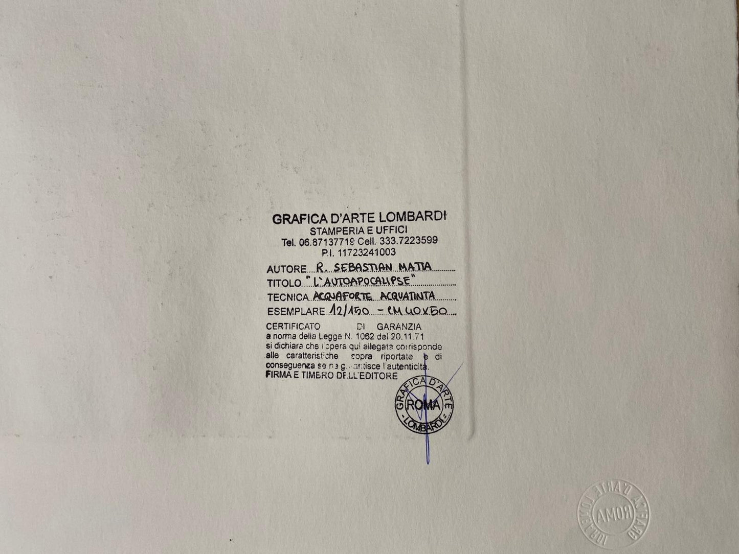 Roberto Sebastian Matta, Etching, Hand-Signed Numbered In Pencil