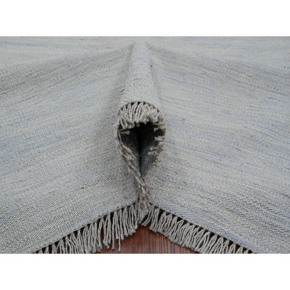 9'1"X12' Beau Blue Flat Weave Solid Design Hand Woven Hand Spun Wool Rug