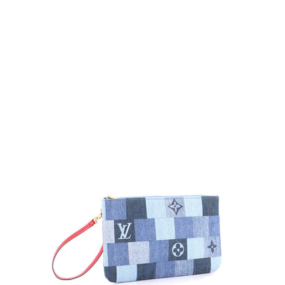 Louis Vuitton Neverfull Pochette Damier And Monogram Patchwork Denim Large
