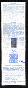 Nolan Ryan Rangers Signed 1993 World Series Game