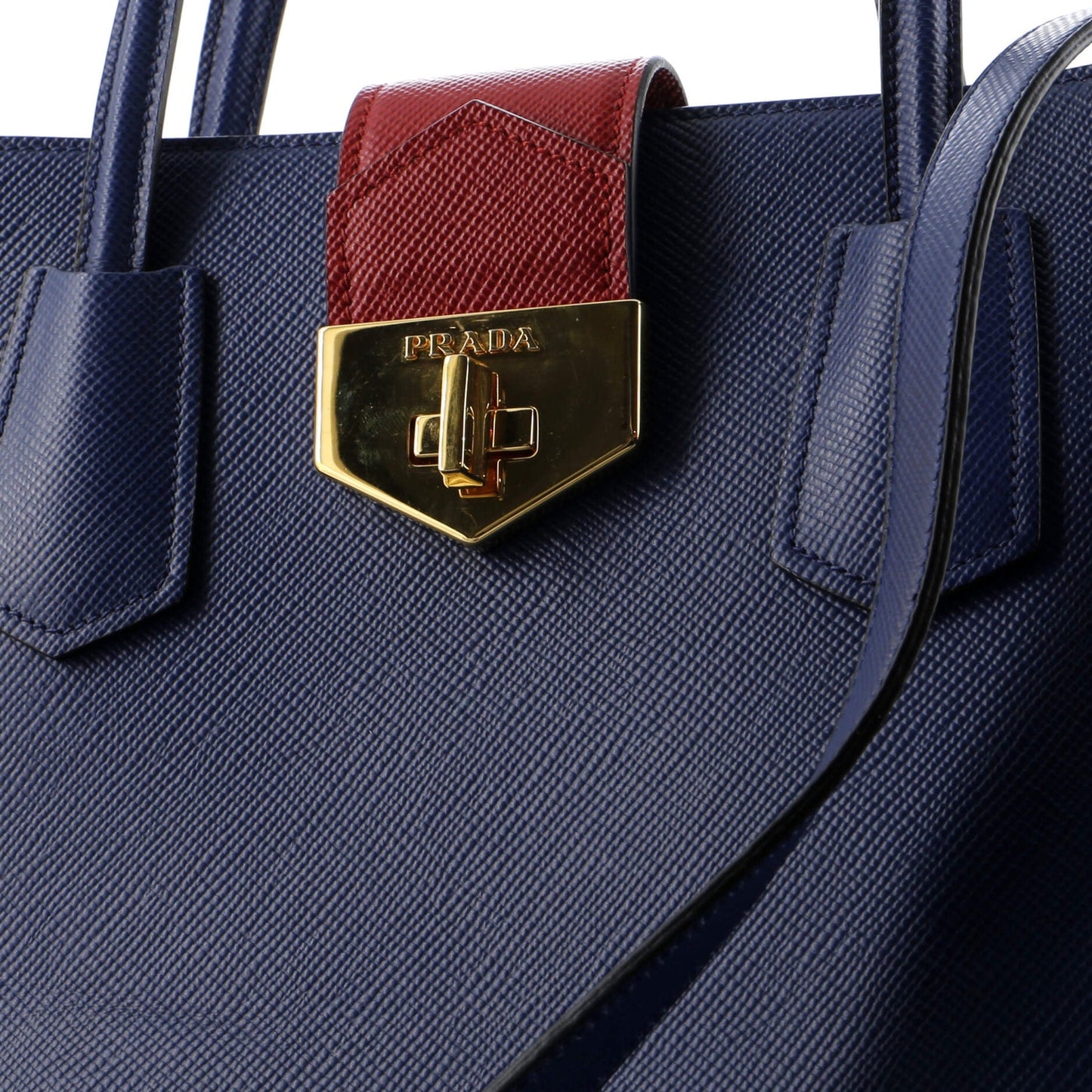 Prada Convertible Turnlock Flap Promenade Bag Saffiano Leather Medium