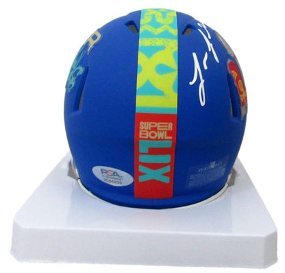 193553 Lane Johnson Signed/ Autographed Super Bowl 59 Mini Helmet Eagles PSA/ DNA