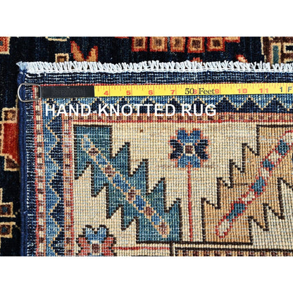 3'10"X13'2" Midnight Blue Northwest Zoroastrian Hand Knotted All Wool Runner