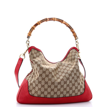 Gucci Diana Bamboo Shoulder Bag Gg Canvas Medium