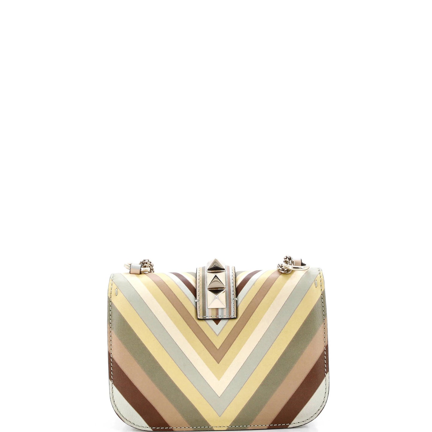 Valentino Garavani 1975 Glam Lock Shoulder Bag Striped Leather Small