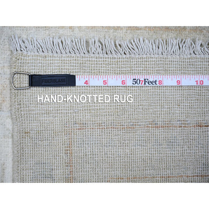 2'7"X11'3" White Wash Peshawar Wool Hand Knotted Runner Oriental Rug