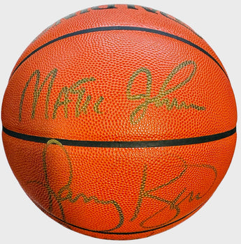 Magic Johnson & Larry Bird Autographed Official Leather Game Basketball (Uda)
