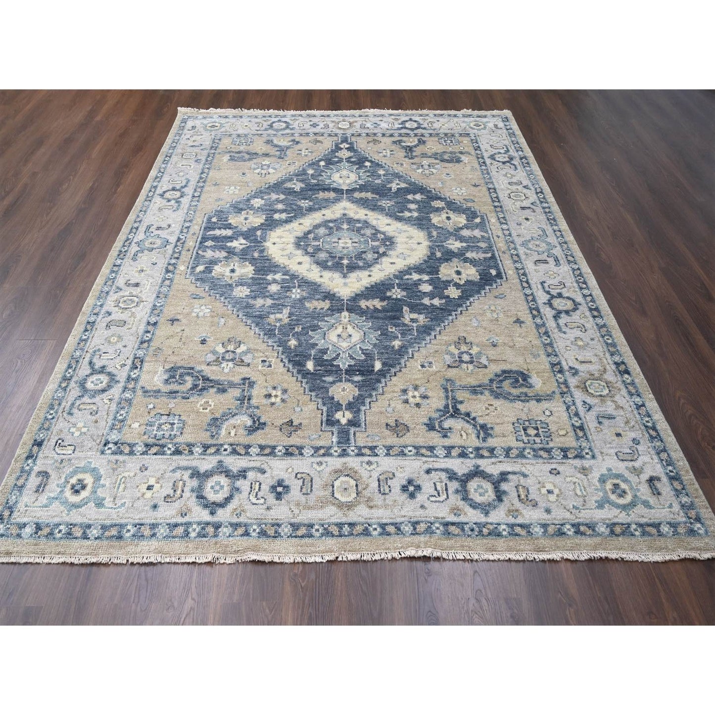 9'3"X12'3" Toasty Gray Bookshaish Design Hand Knotted Wool Oriental Rug