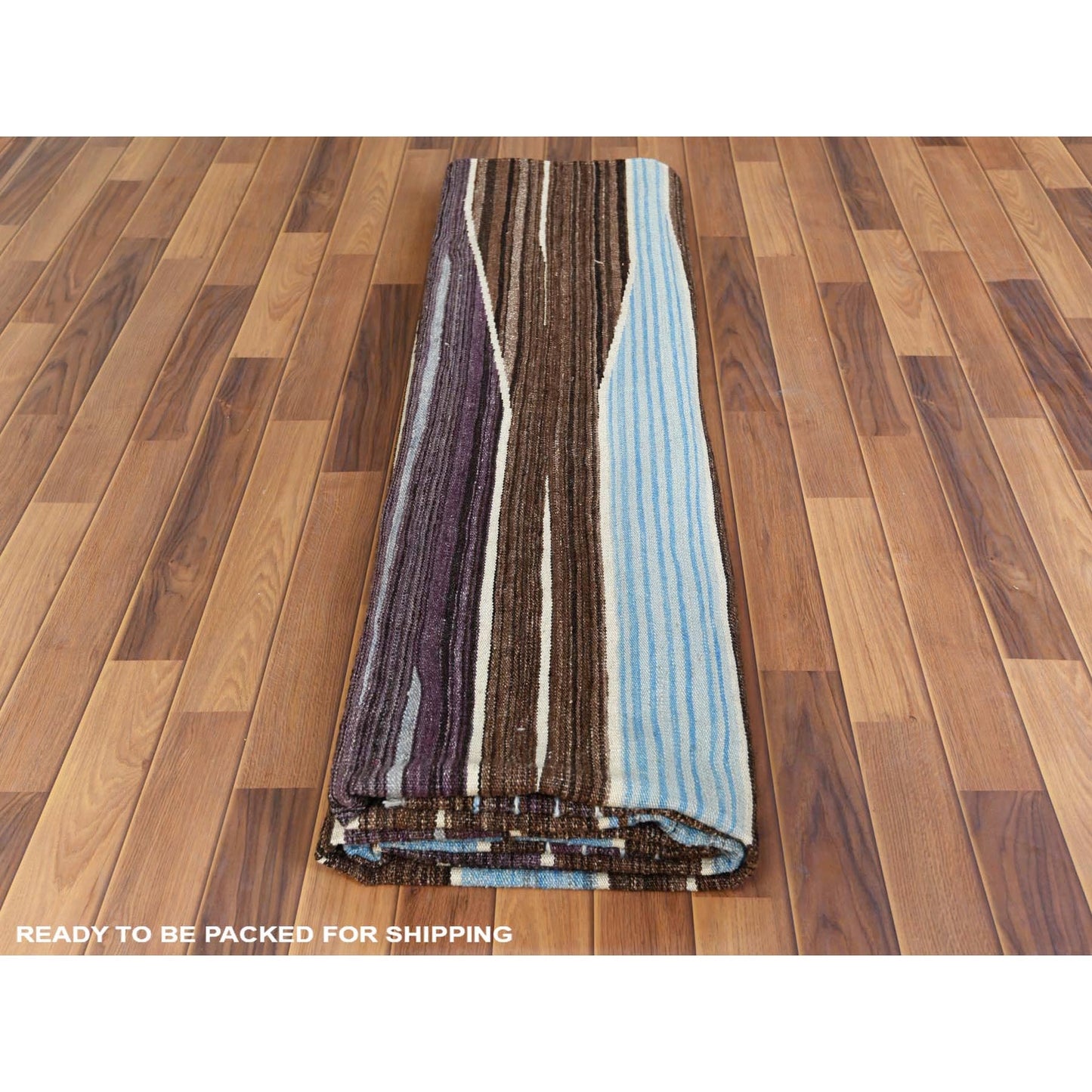 9'6"X12' Hand Woven Blue Mountain Design Flat Weave Kilim Reversible Rug