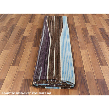 9'6"X12' Hand Woven Blue Mountain Design Flat Weave Kilim Reversible Rug