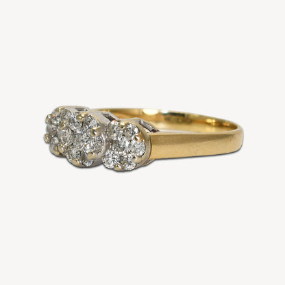 14K Yellow Gold Diamond Estate 1.00Ct Cluster