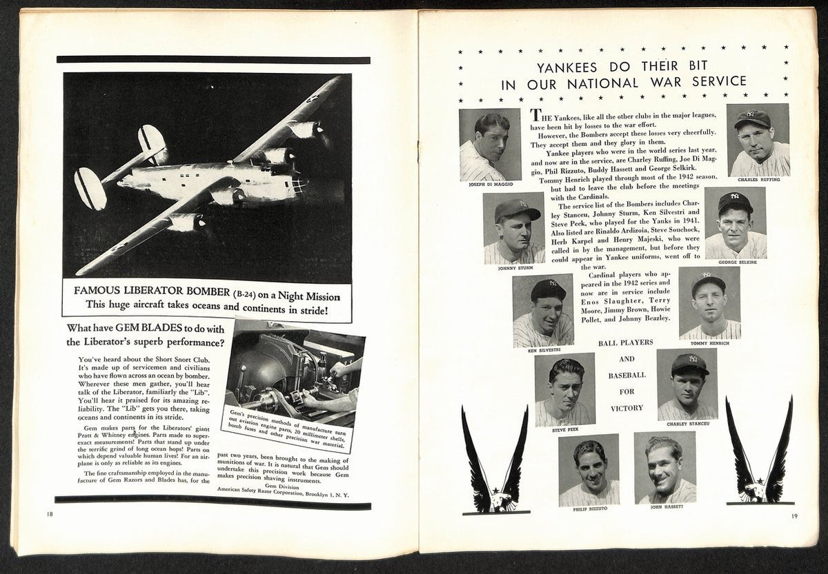 World Series Program 1943 St Louis Cardinals vs New York Yankees