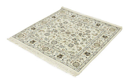 Hand-Knotted Cream Floral Classic Indo-Nain